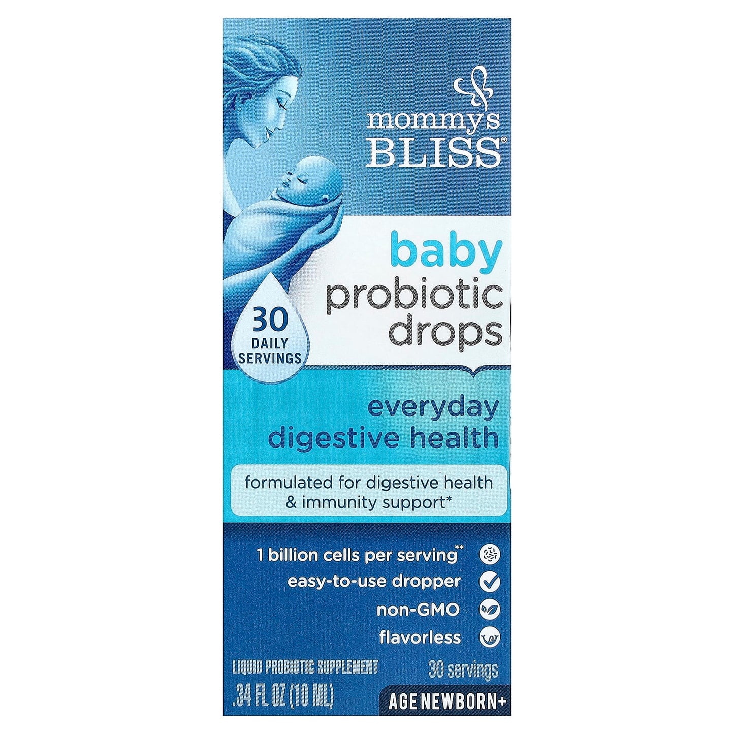 Mommy's Bliss, Baby Probiotic Drops, Everyday Digestive Health, Newborn+, 0.34 fl oz (10 ml) - Image 1