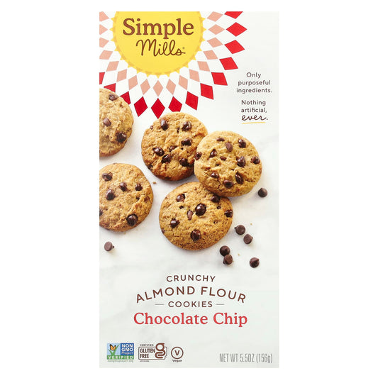 Simple Mills, Crunchy Almond Flour Cookies, Chocolate Chip, 5.5 oz (156 g) - Image 1