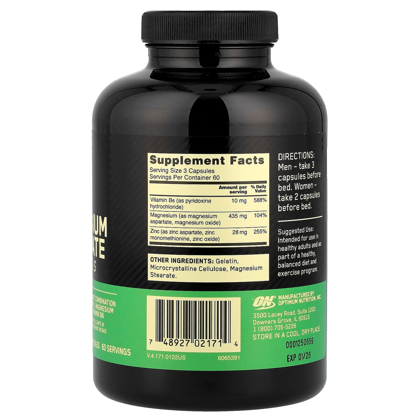 Optimum Nutrition, Zinc Magnesium Aspartate, 180 Capsules - Image 2