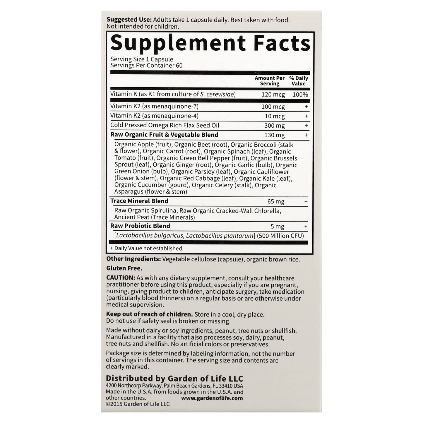 Garden of Life RAW K-Complex Vitamin K2 Supplement for Bone Strength and Heart Health - Image 2