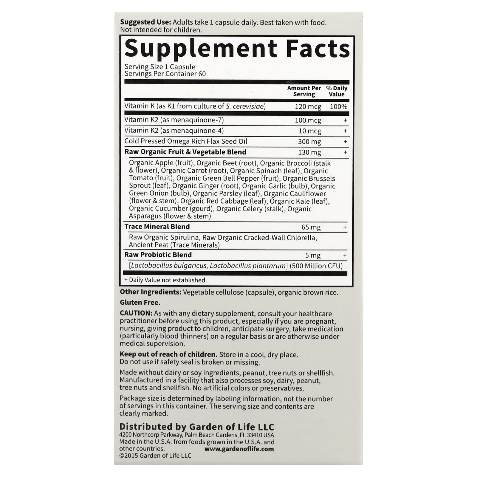 Garden of Life RAW K-Complex Vitamin K2 Supplement for Bone Strength and Heart Health - Image 2