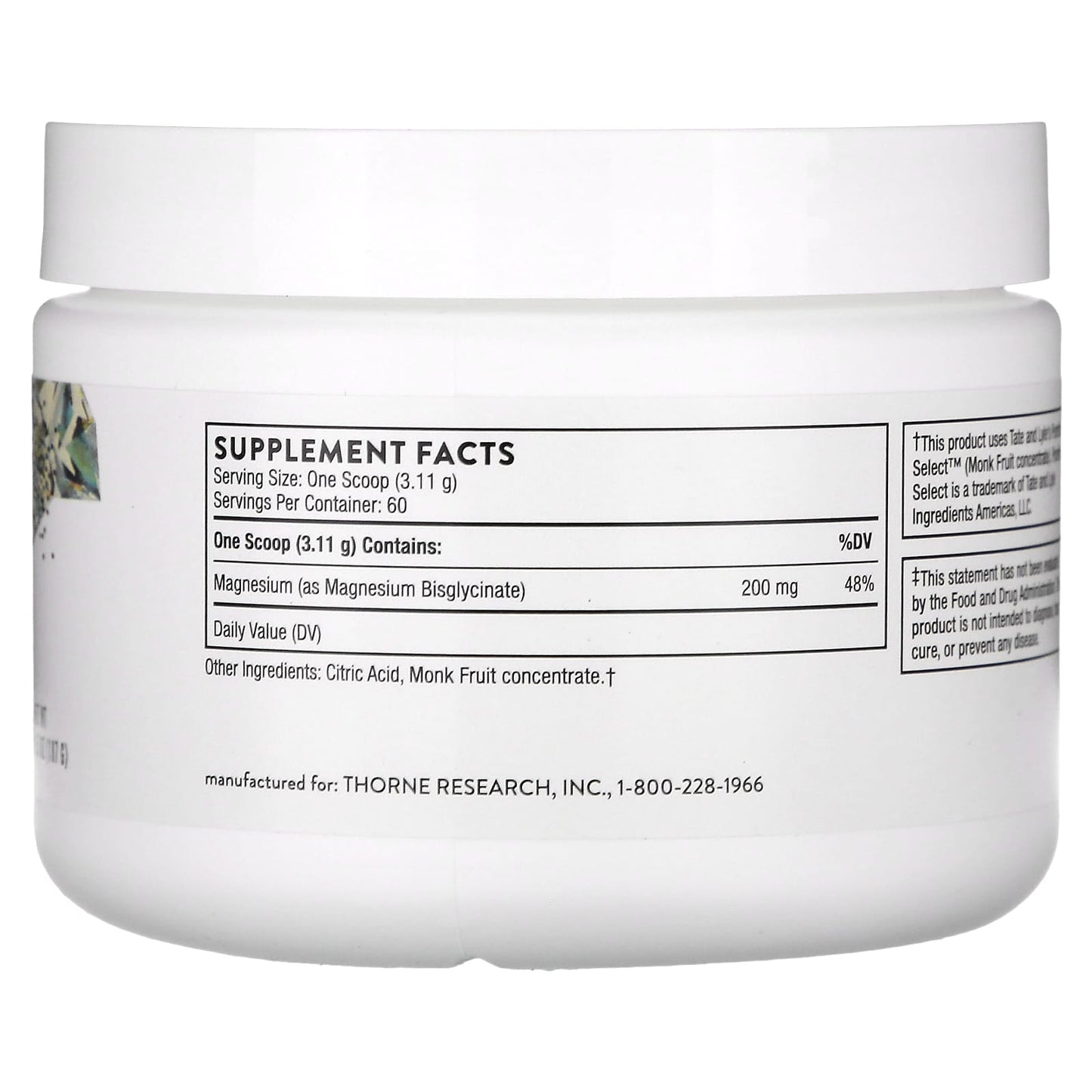 Thorne, Magnesium Bisglycinate, 6.5 oz (187 g) - Image 2