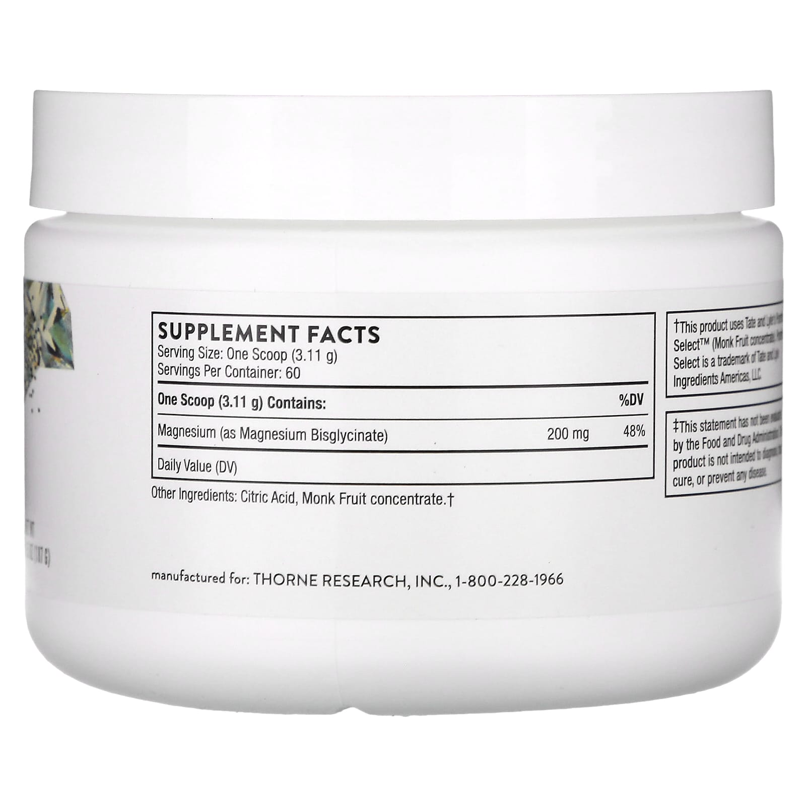 Thorne, Magnesium Bisglycinate, 6.5 oz (187 g) - Image 2