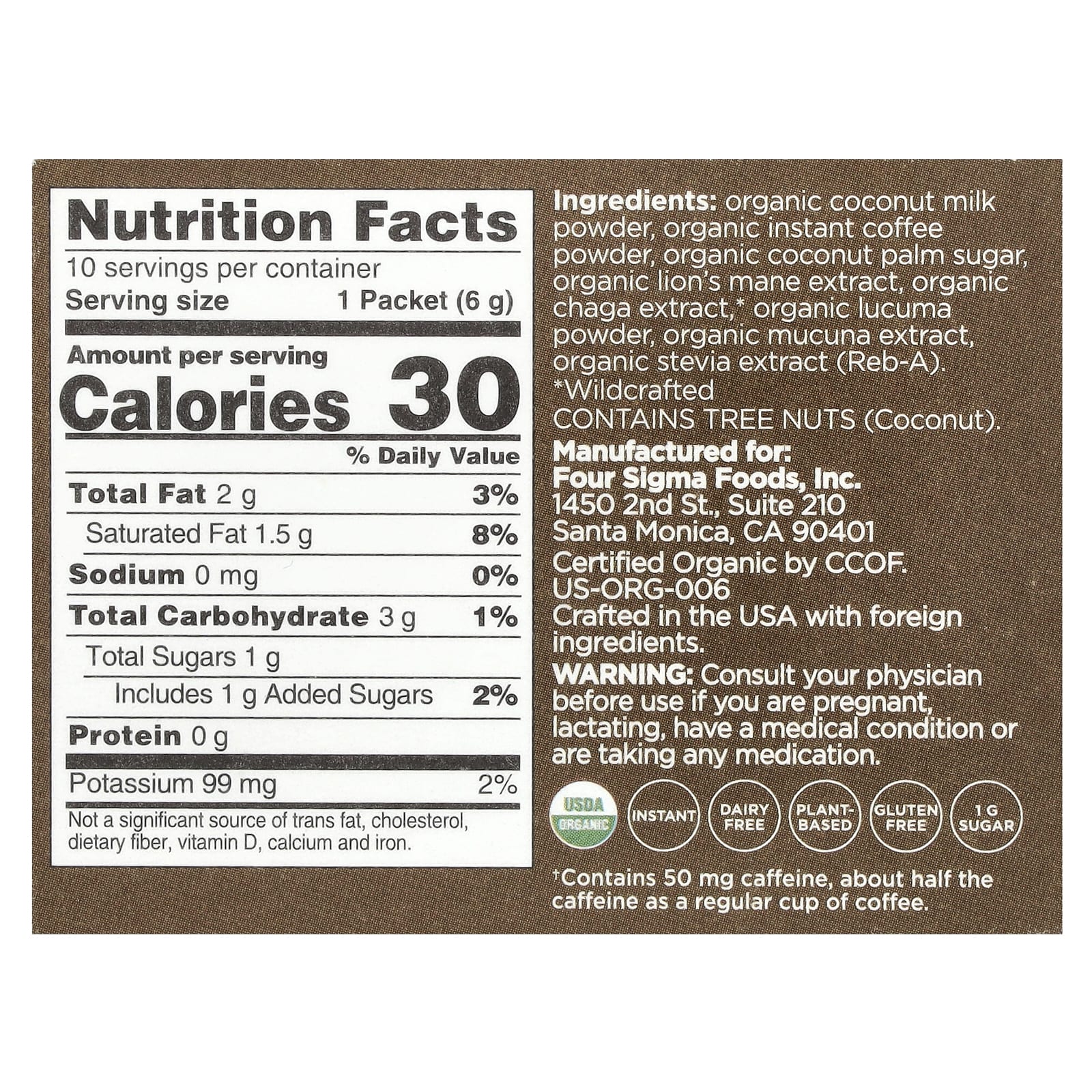 Four Sigmatic Think Coffee Latte Mix with Lion's Mane & Chaga Mushrooms - Image 2