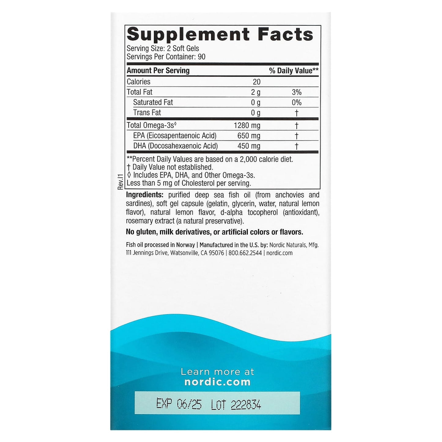 Nordic Naturals, Ultimate Omega, Lemon, 180 Soft Gels (640 mg per Soft Gel) - Image 2