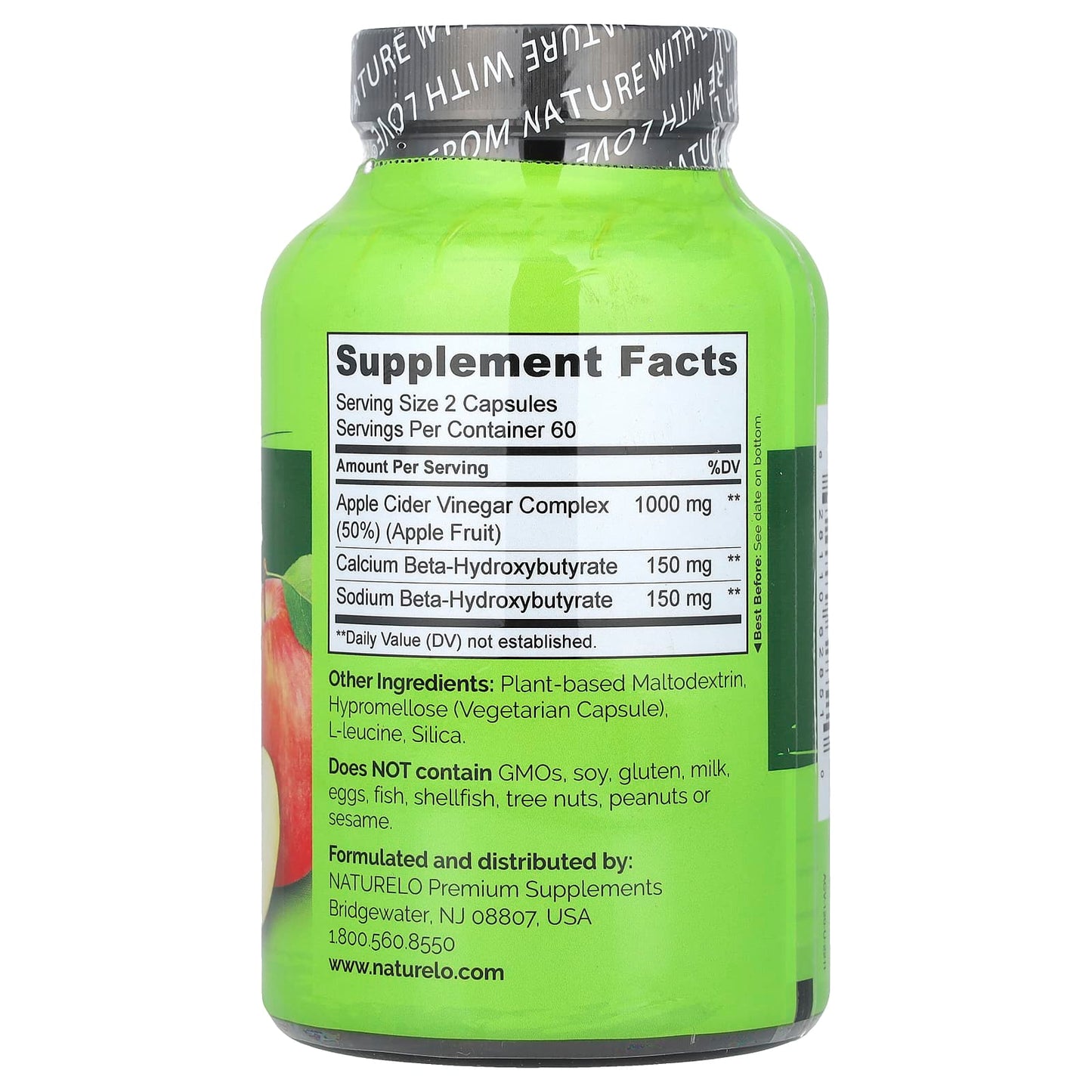 NATURELO, Apple Cider Vinegar , 120 Vegetarian Capsules - Image 2