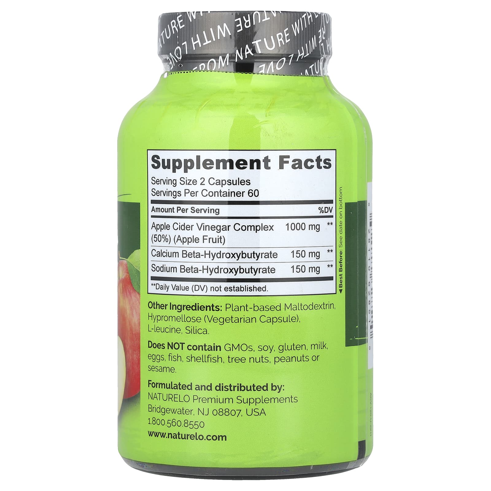 NATURELO, Apple Cider Vinegar , 120 Vegetarian Capsules - Image 2