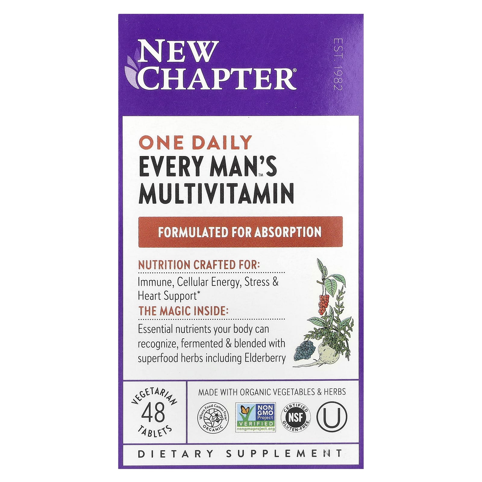 New Chapter, One Daily Every Man's™ Multivitamin, 48 Vegetarian Tablets - Image 1