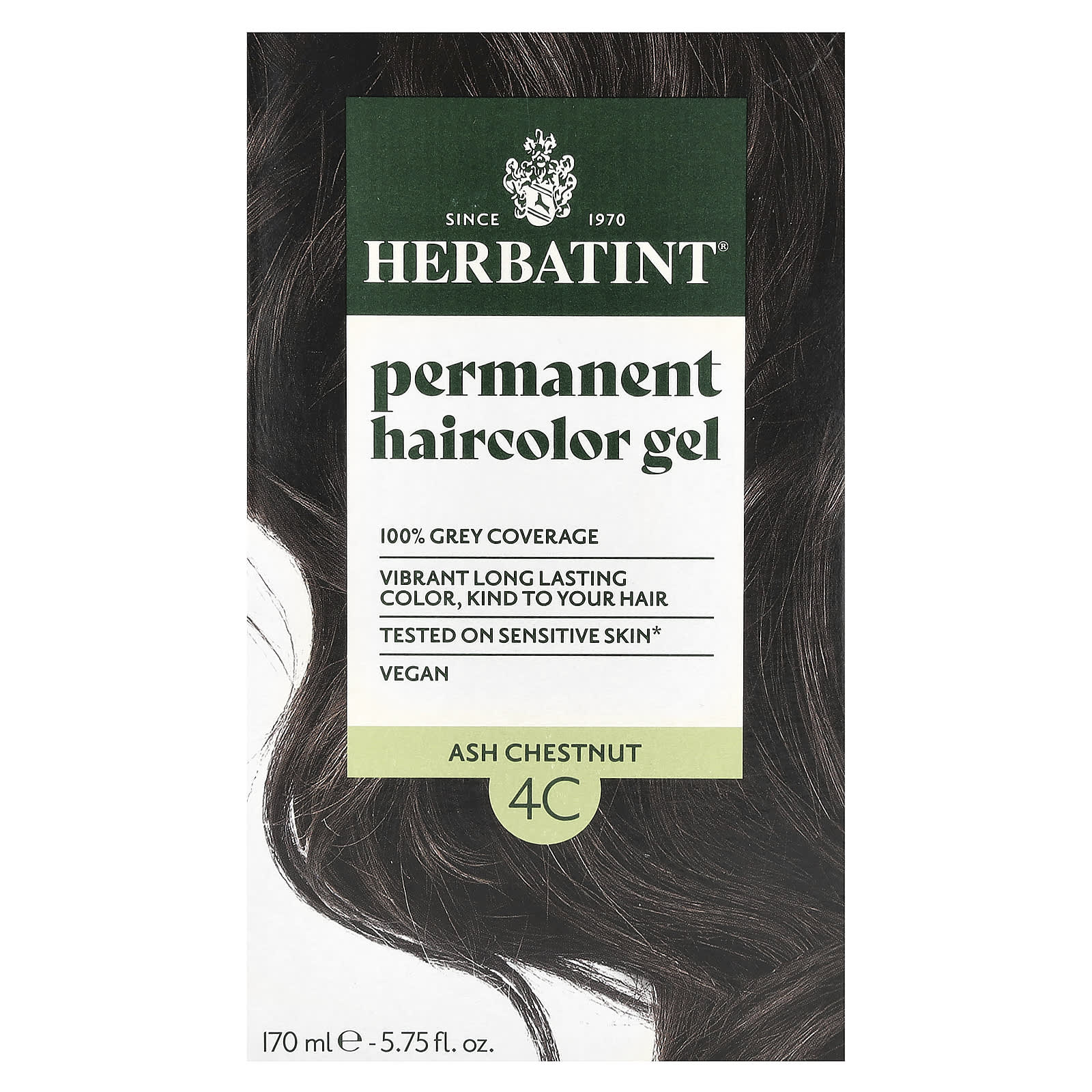 Herbatint Permanent Haircolor Gel, 4C Ash Chestnut, 5.75 fl oz - Image 1