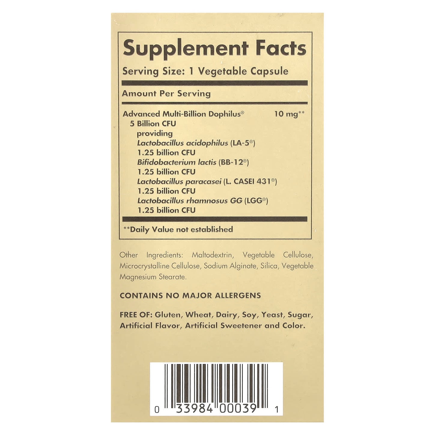 Solgar, Advanced Multi-Billion Dophilus®, 60 Vegetable Capsules - Image 2