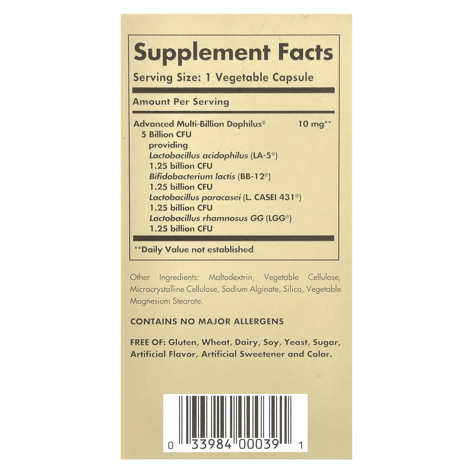 Solgar, Advanced Multi-Billion Dophilus®, 60 Vegetable Capsules - Image 2