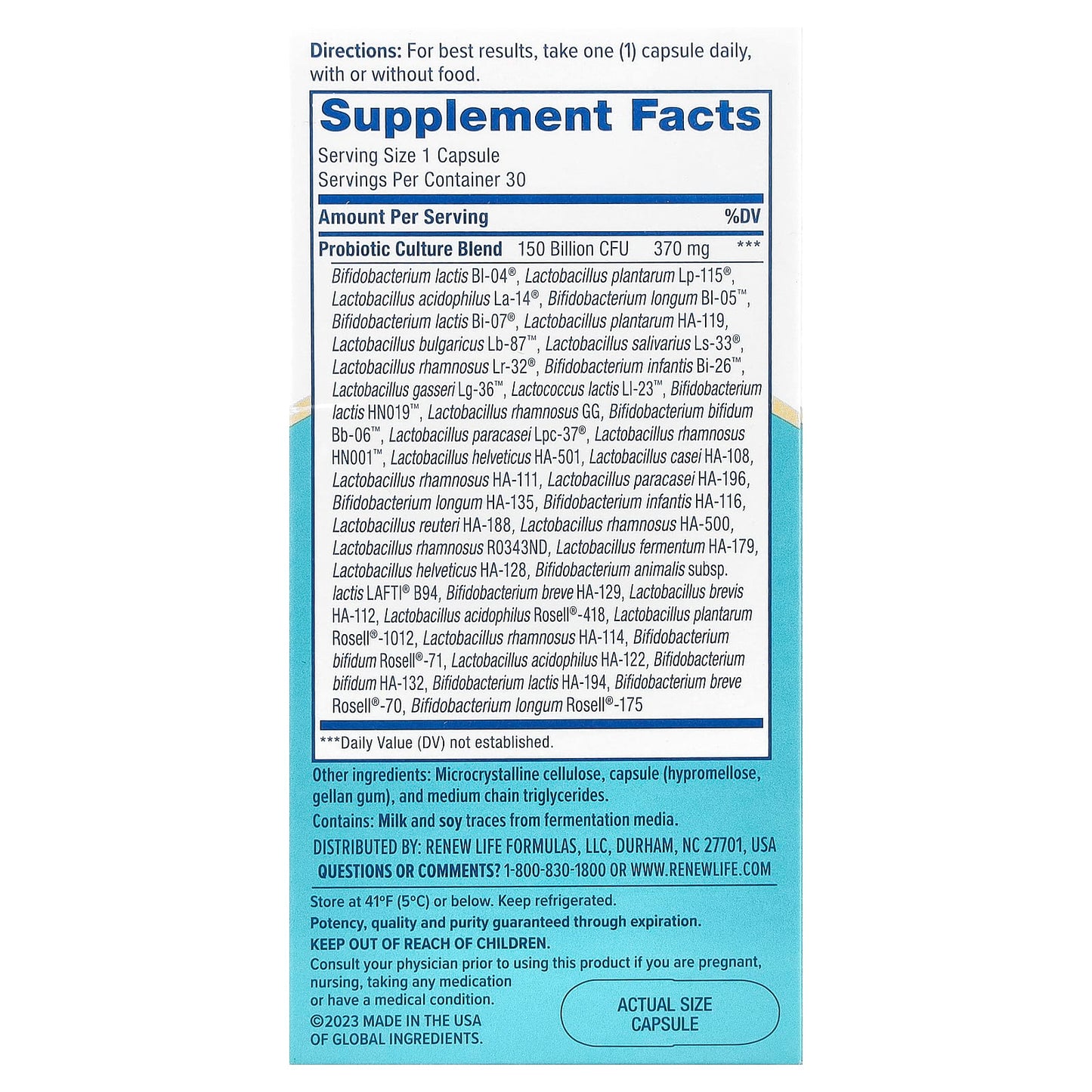 Renew Life, Ultimate Care Digestive Probiotic, 150 Billion CFU, 30 Vegetarian Capsules - Image 2