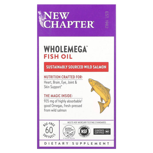 New Chapter, Wholemega Fish Oil, 60 Softgels - Image 1