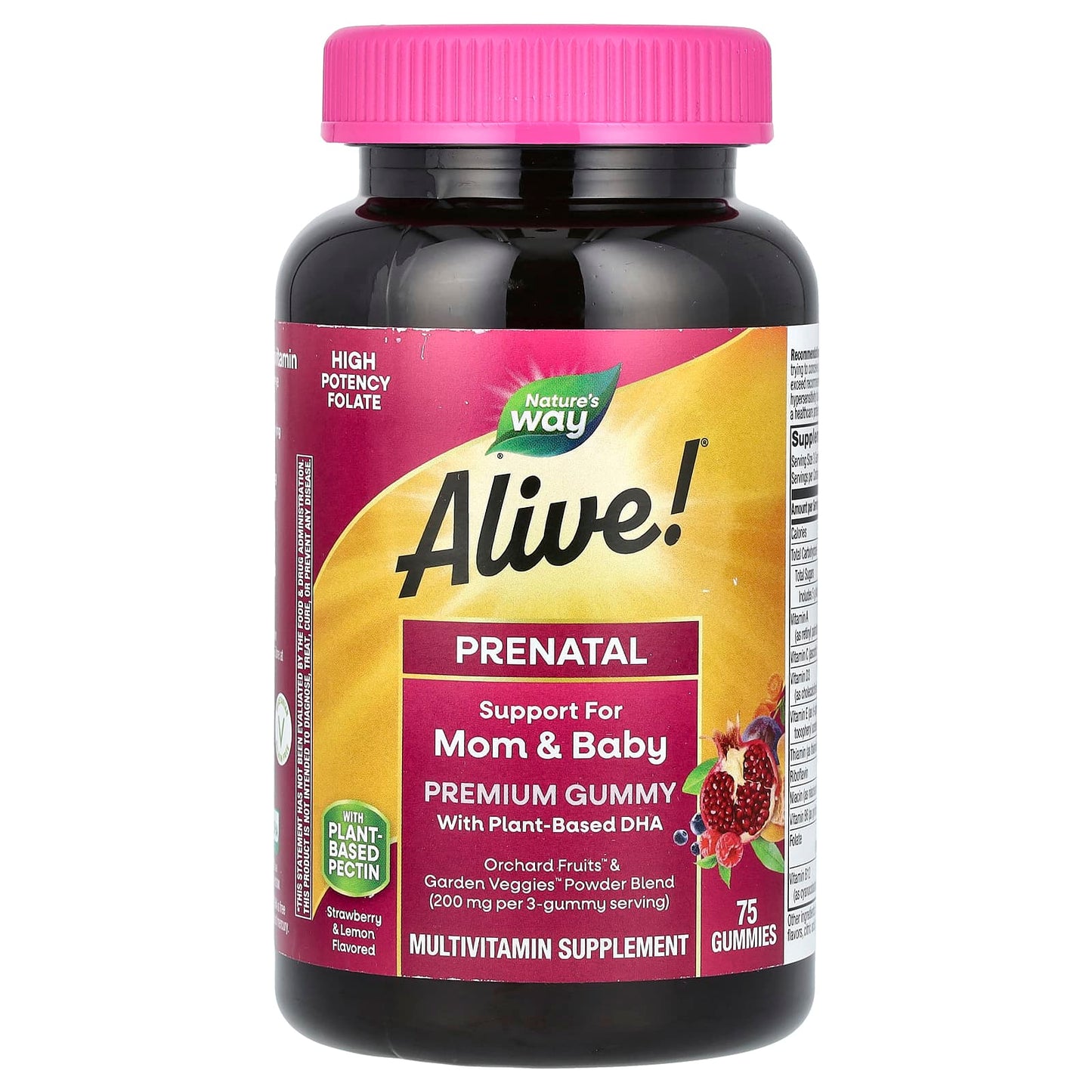 Nature's Way, Alive! Prenatal Premium Gummy, Strawberry & Lemon, 75 Gummies - Image 1