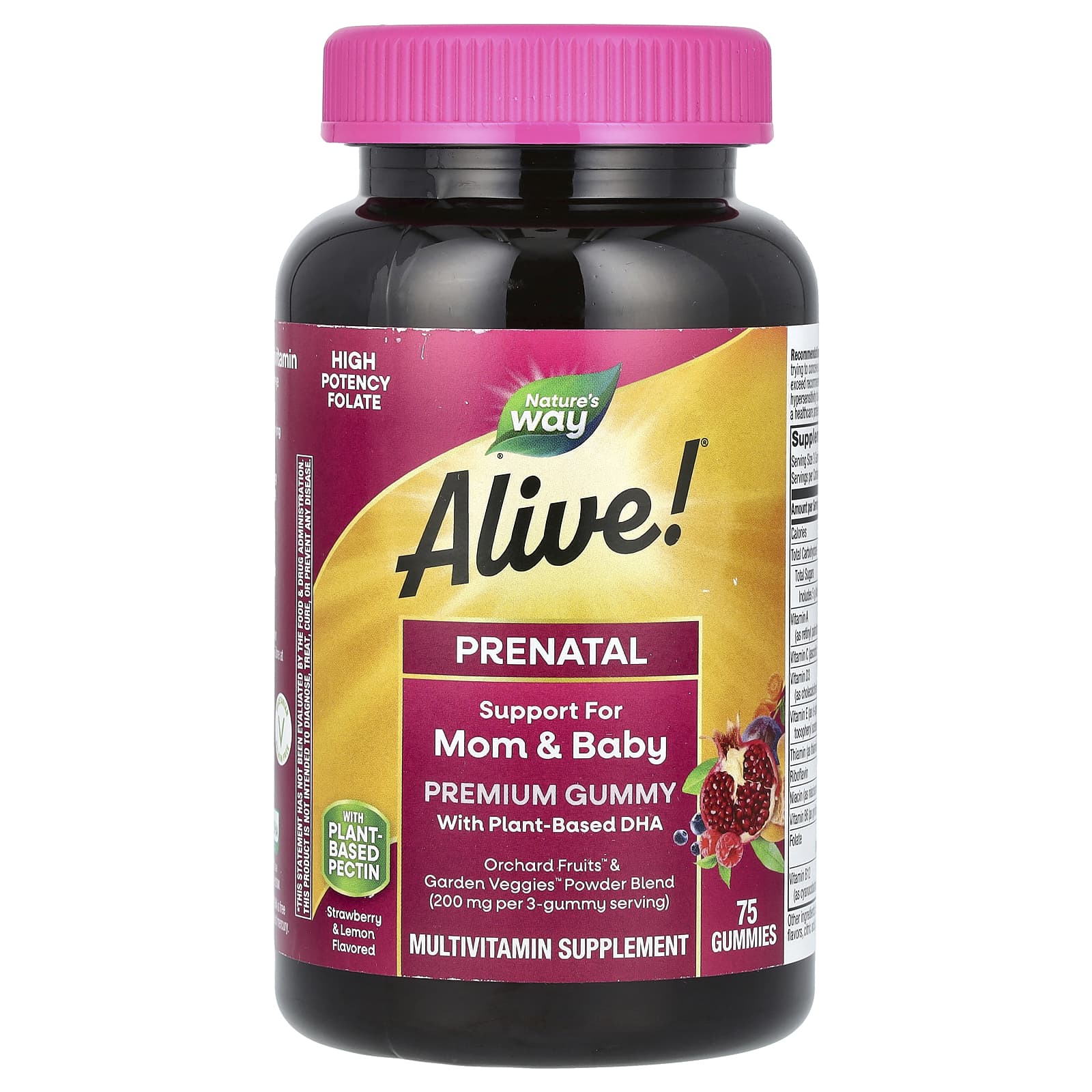 Nature's Way, Alive! Prenatal Premium Gummy, Strawberry & Lemon, 75 Gummies - Image 1