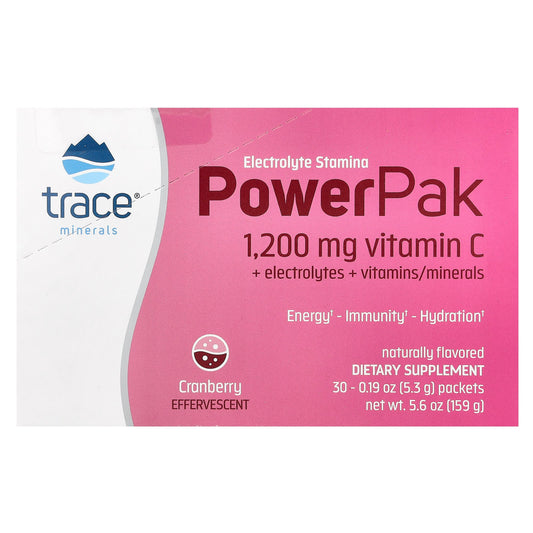 Trace, Electrolyte Stamina PowerPak, Cranberry, 30 Packets, 0.19 oz (5.3 g) Each - Image 1