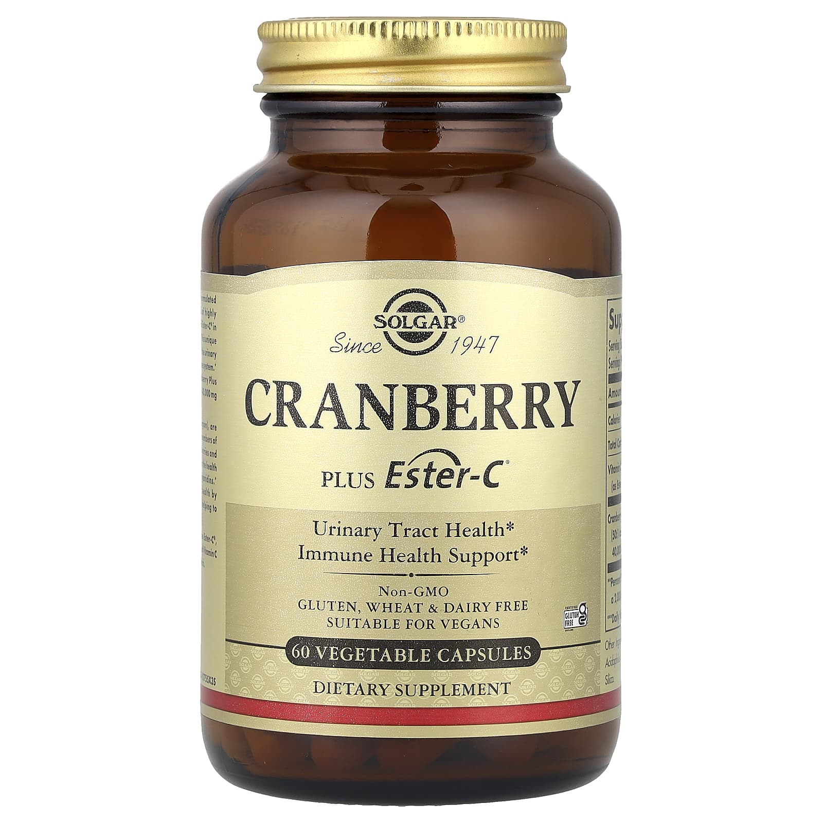 Solgar, Cranberry Plus Ester-C®, 60 Vegetable Capsules - Image 1