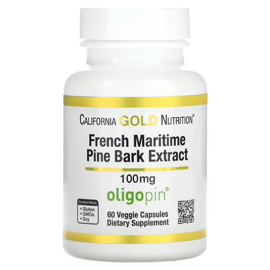 French Maritime Pine Bark Extract by California Gold Nutrition - 100mg, 60 Capsules - Image 1