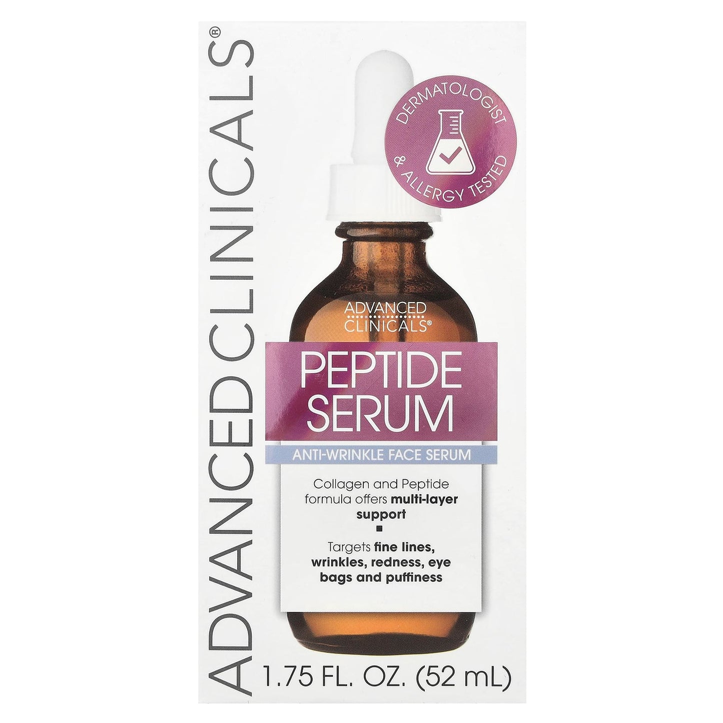 Reduce Wrinkles & Fine Lines with Advanced Clinicals Peptide Serum, 1.75 fl oz - Image 2
