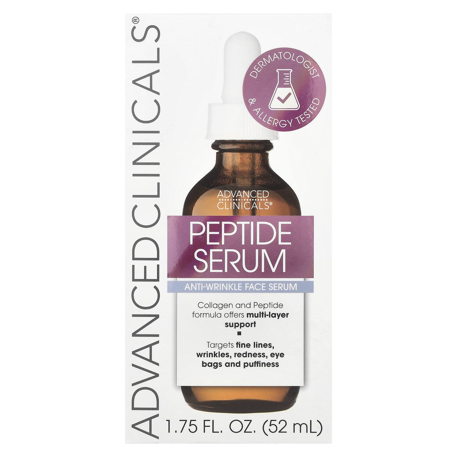 Reduce Wrinkles & Fine Lines with Advanced Clinicals Peptide Serum, 1.75 fl oz - Image 2