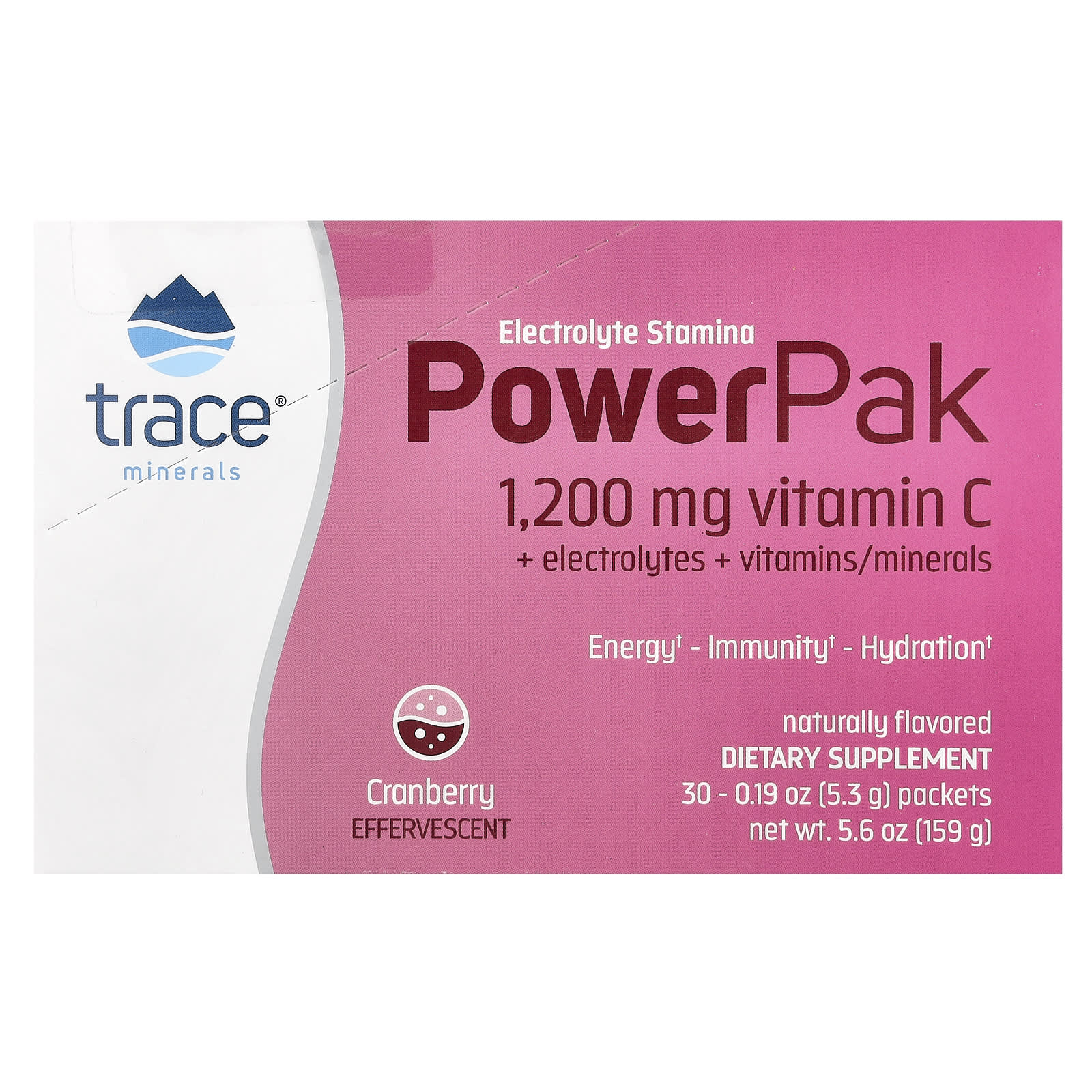 Trace, Electrolyte Stamina PowerPak, Cranberry, 30 Packets, 0.19 oz (5.3 g) Each - Image 1