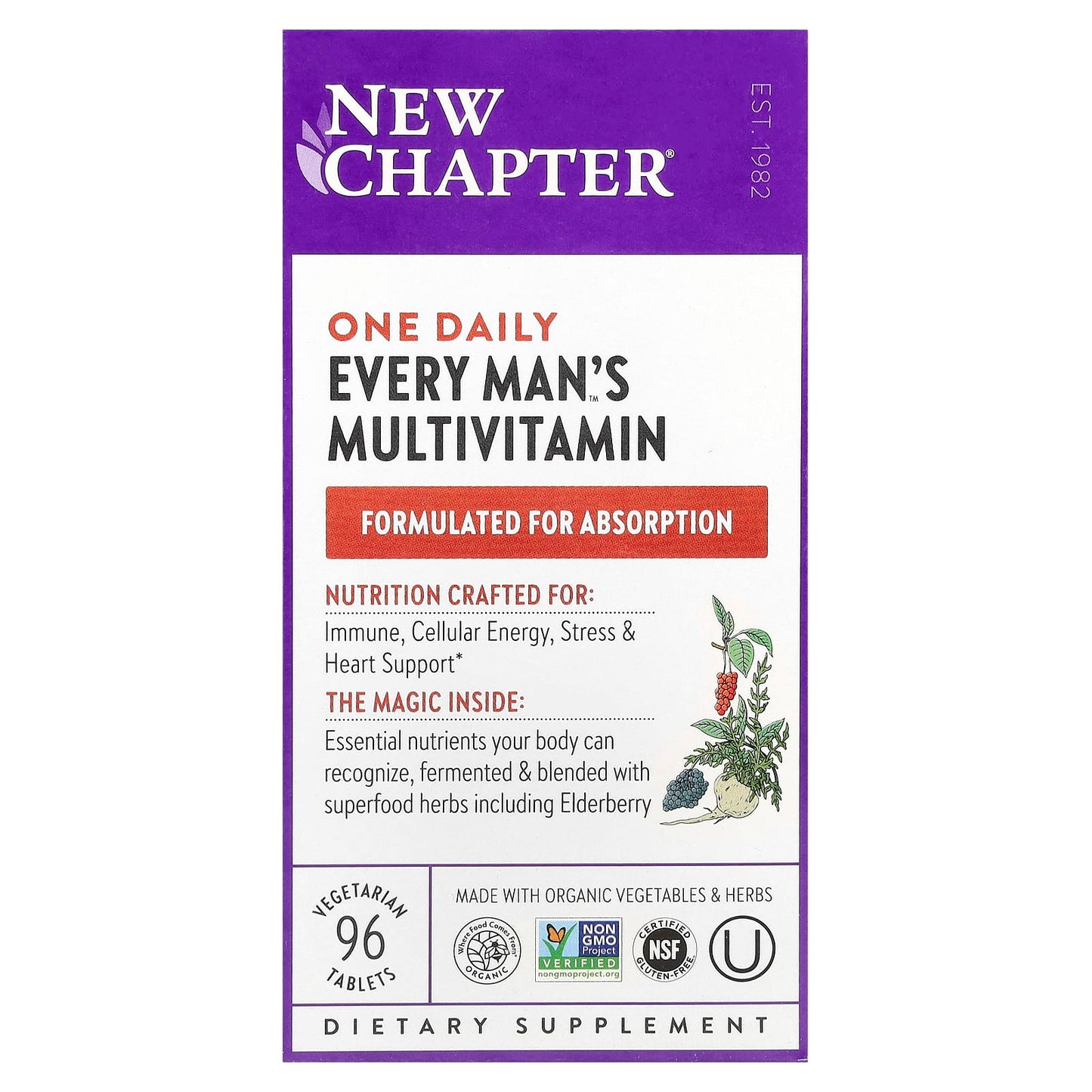 New Chapter, One Daily Every Man's™ Multivitamin, 96 Vegetarian Tablets - Image 1