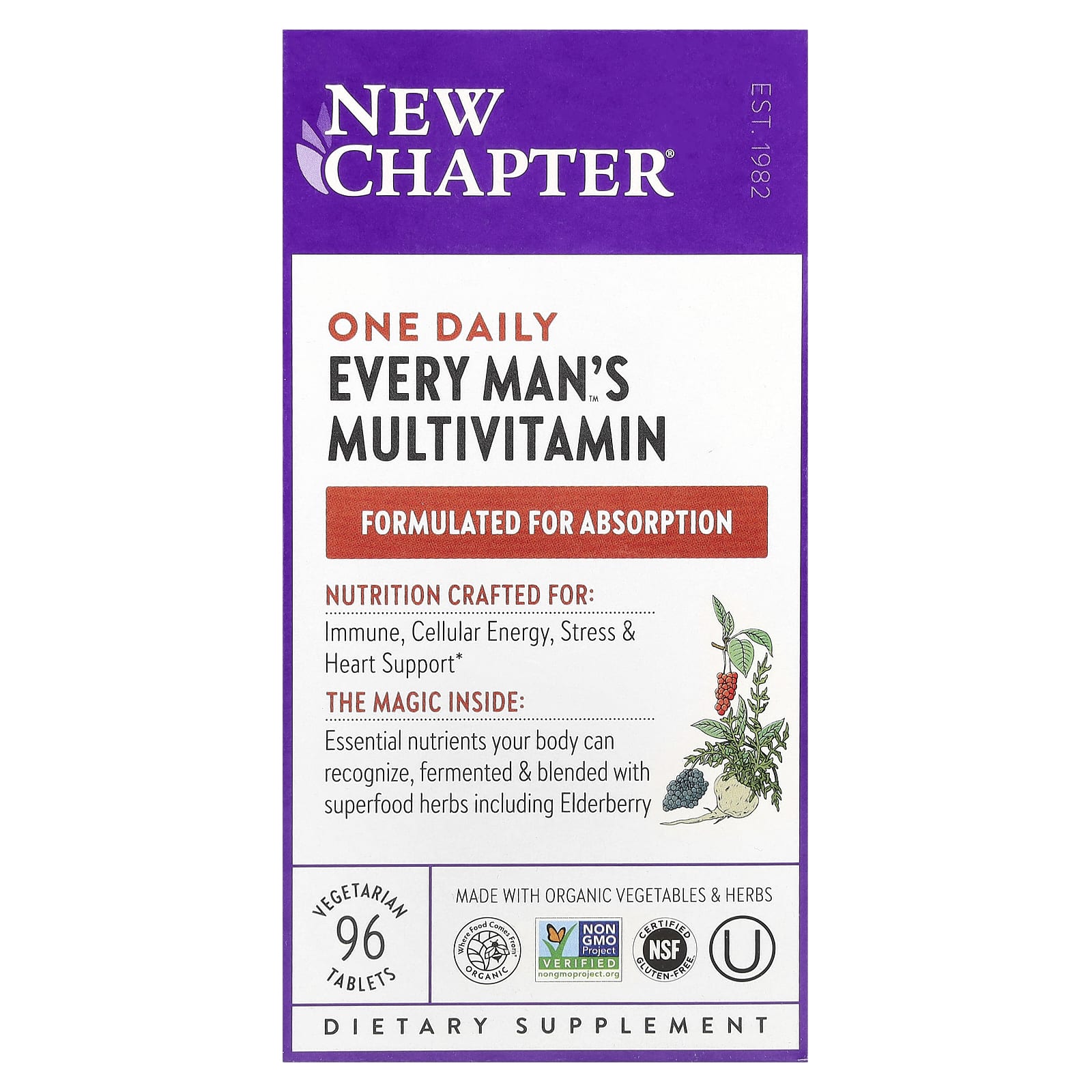 New Chapter, One Daily Every Man's™ Multivitamin, 96 Vegetarian Tablets - Image 1