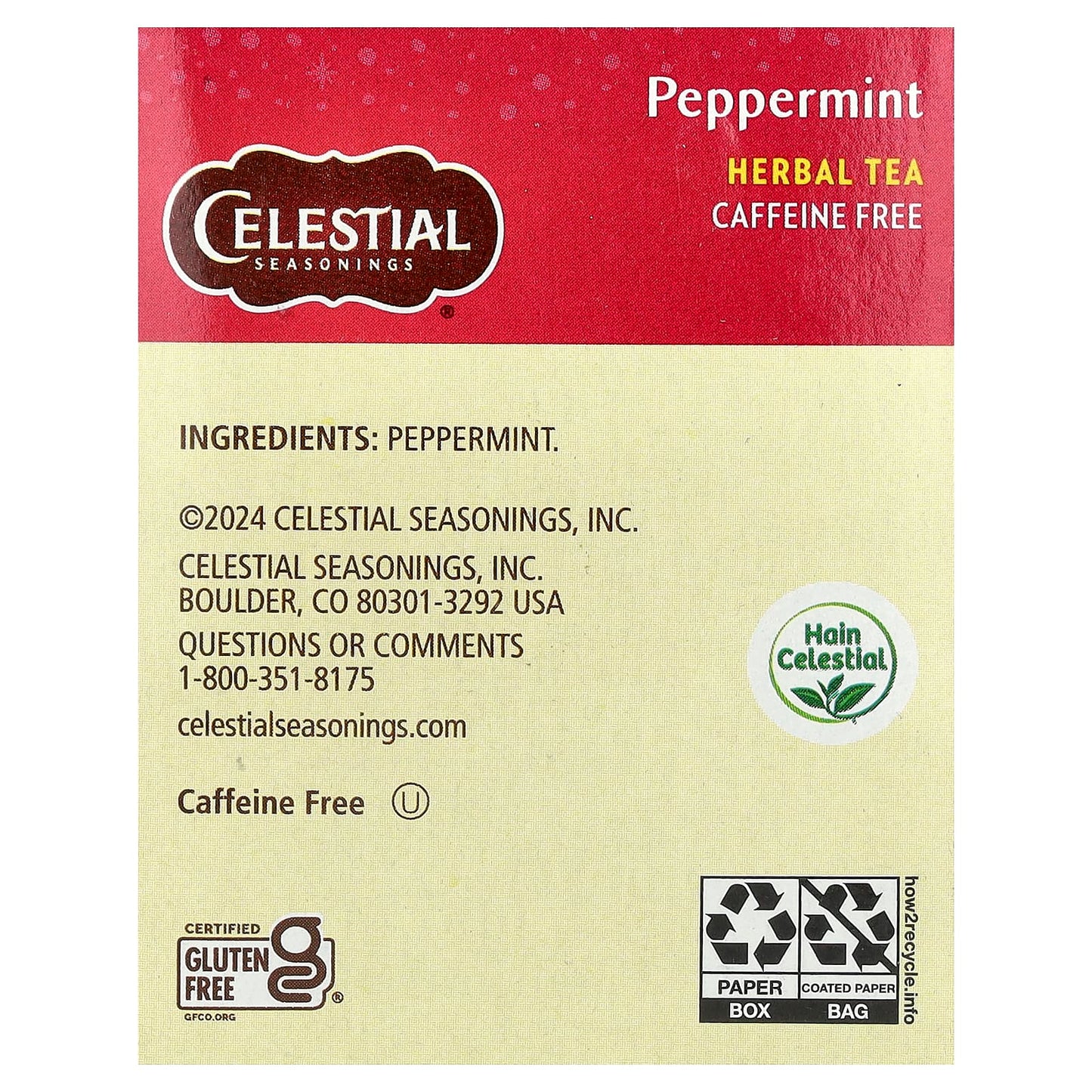 Celestial Seasonings Peppermint Herbal Tea, Caffeine-Free, 20 Tea Bags - Image 2