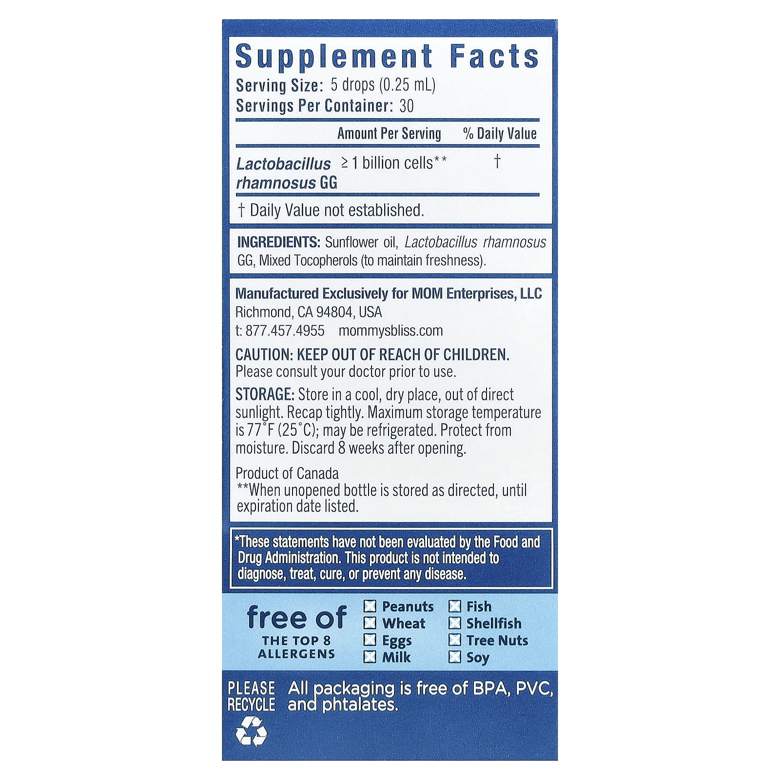 Mommy's Bliss, Baby Probiotic Drops, Everyday Digestive Health, Newborn+, 0.34 fl oz (10 ml) - Image 2