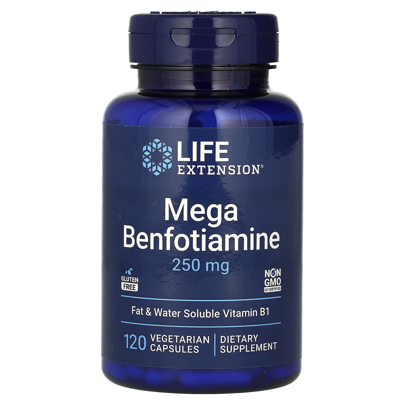 Life Extension, Mega Benfotiamine, 250 mg, 120 Vegetarian Capsules - Image 1