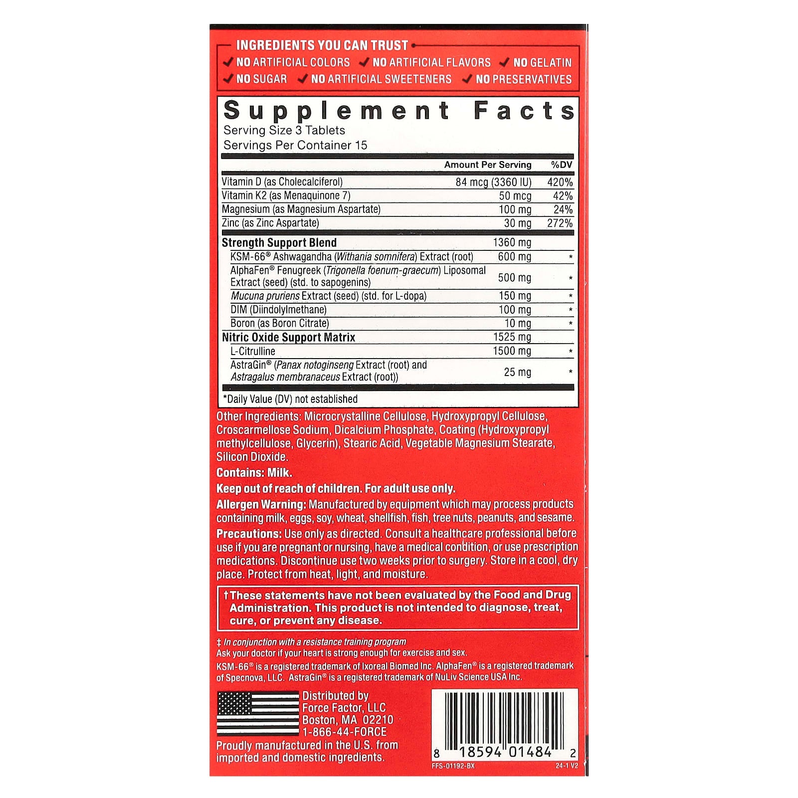 Boost Testosterone with Force Factor Test X180 Supreme, 45 Tablets - Image 2