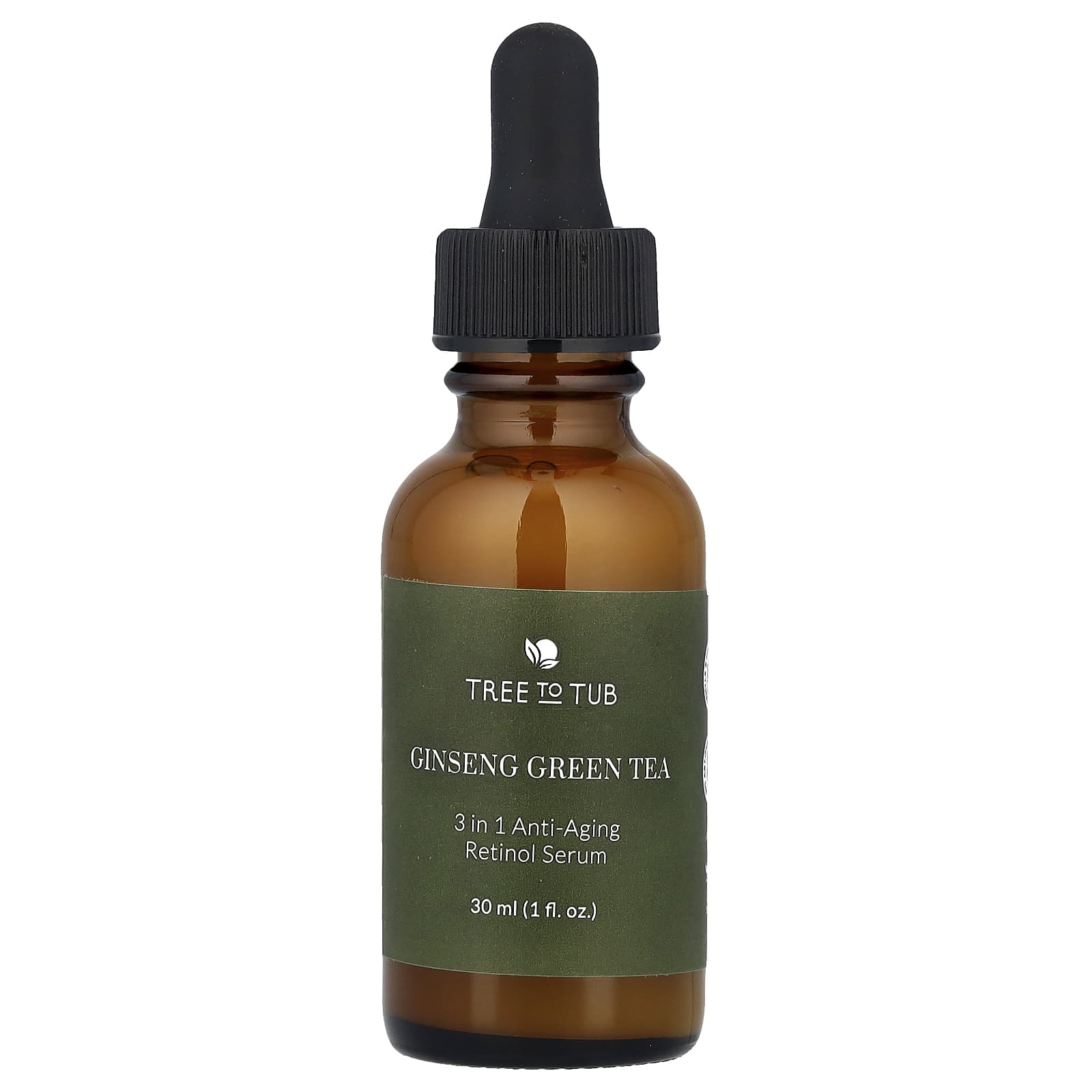 Tree To Tub, Ginseng Green Tea, 3-in-1 Anti-Aging Retinol Serum, 1 fl oz (30 ml) - Image 1