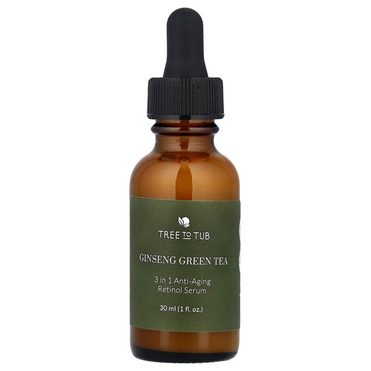 Tree To Tub, Ginseng Green Tea, 3-in-1 Anti-Aging Retinol Serum, 1 fl oz (30 ml) - Image 1