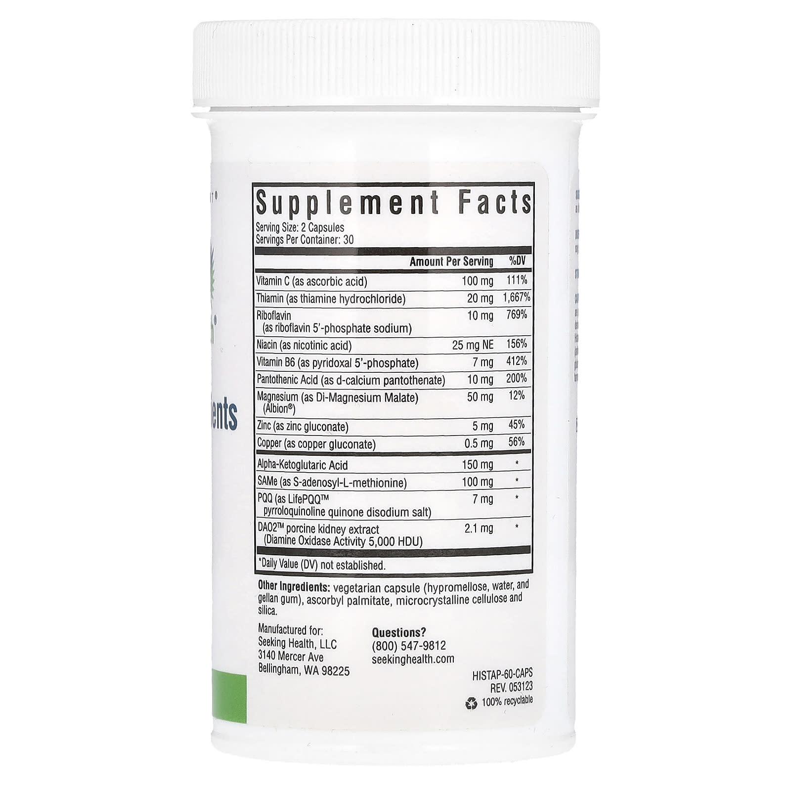 Seeking Health, Histamine Nutrients, 60 Capsules - Image 2