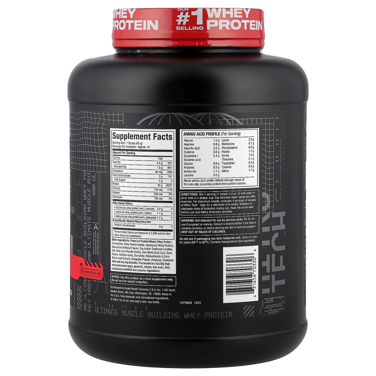 MuscleTech, Nitro-Tech™ Whey Protein, Strawberry, 4 lbs (1.81 kg) - Image 2