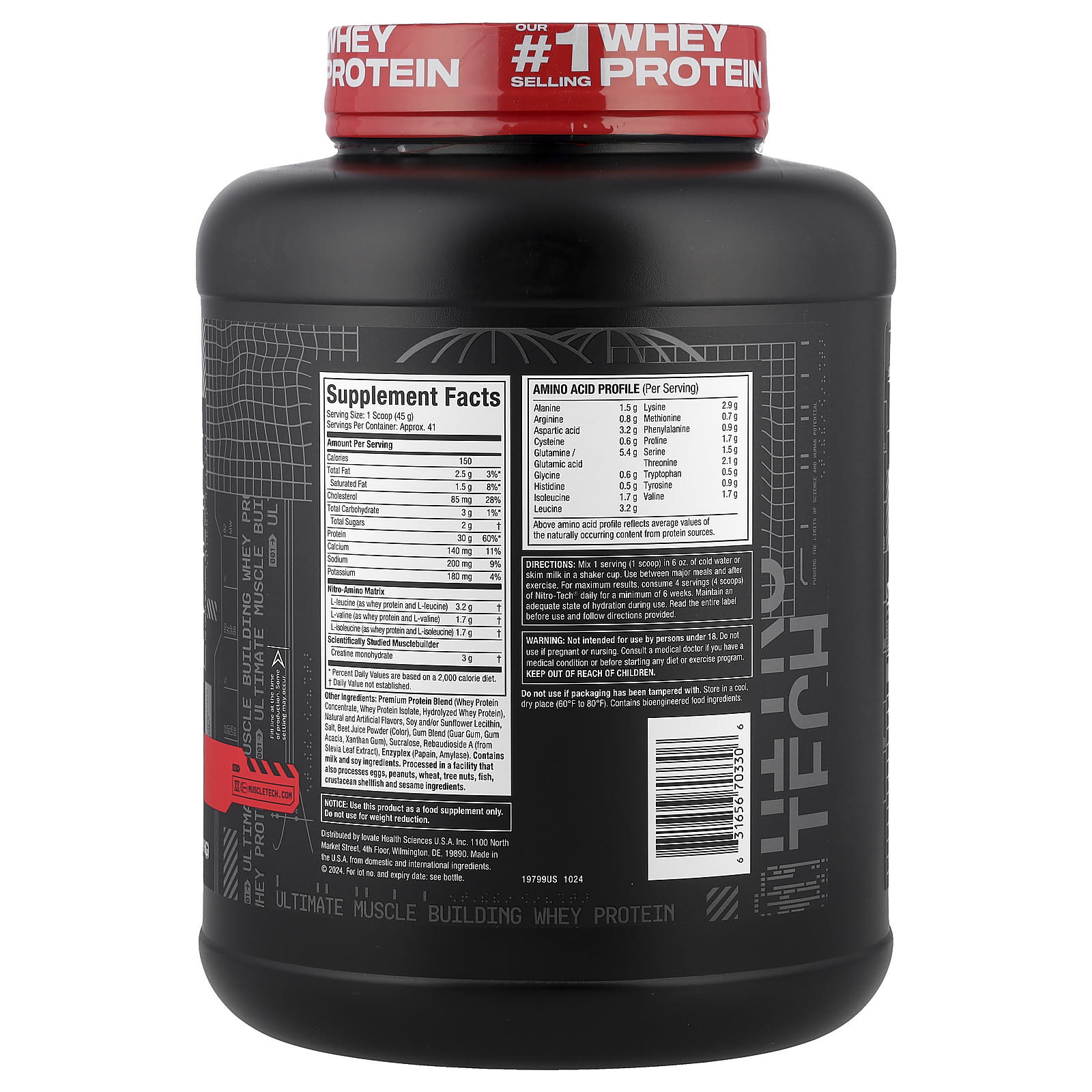 MuscleTech, Nitro-Tech™ Whey Protein, Strawberry, 4 lbs (1.81 kg) - Image 2
