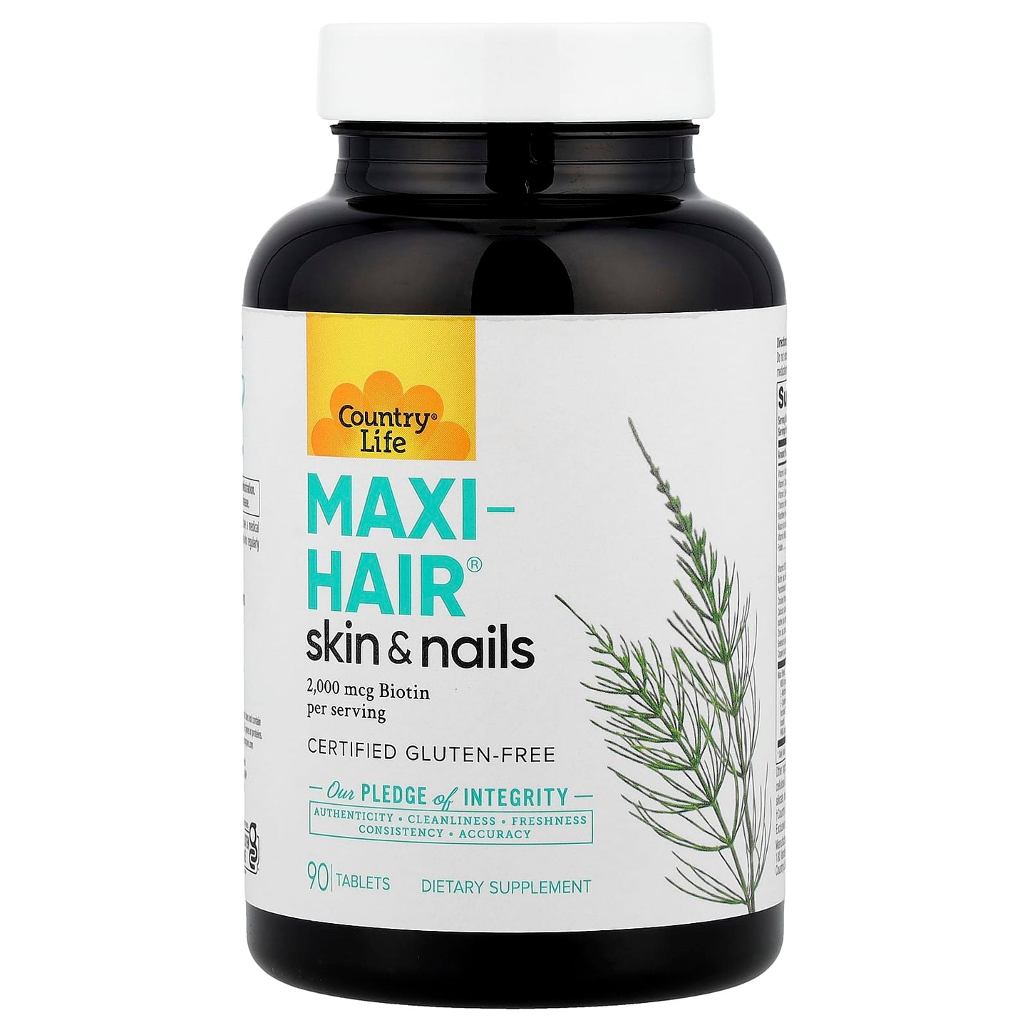 Country Life Maxi-Hair Skin & Nails Supplement, 90 Tablets, Gluten-Free - Image 1