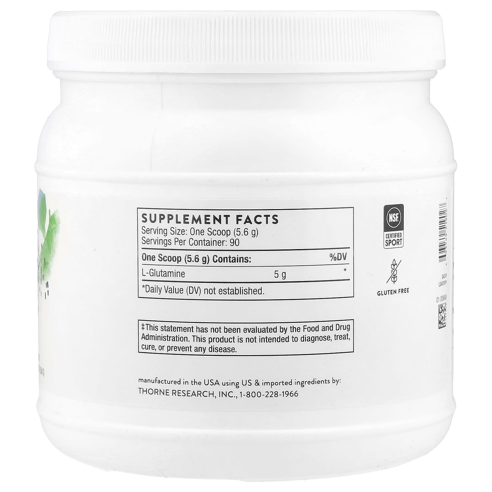 Thorne, L-Glutamine Powder, 17.8 oz (504 g) - Image 2