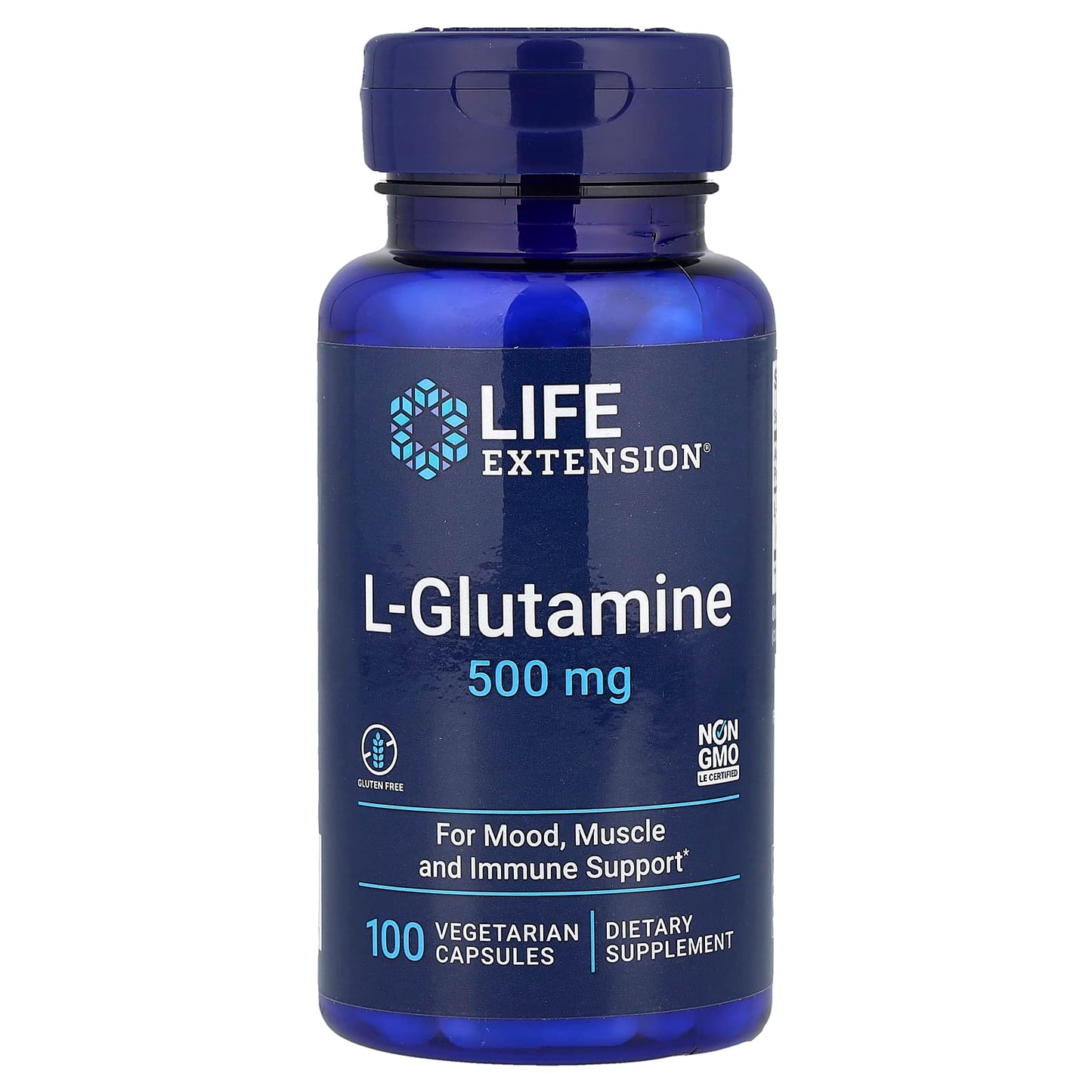 Life Extension, L-Glutamine, 500 mg, 100 Vegetarian Capsules - Image 1