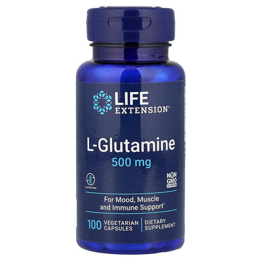 Life Extension, L-Glutamine, 500 mg, 100 Vegetarian Capsules - Image 1