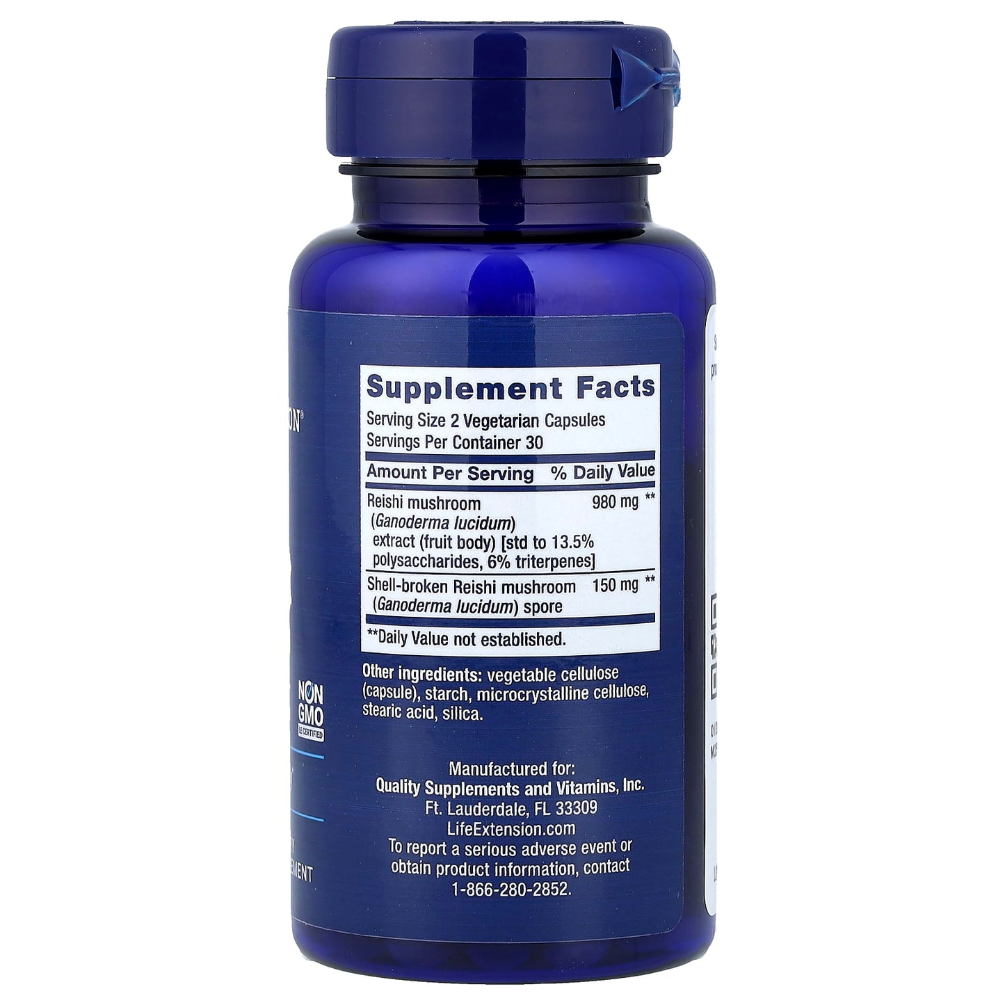 Life Extension, Reishi Extract Mushroom Complex, 60 Vegetarian Capsules - Image 2