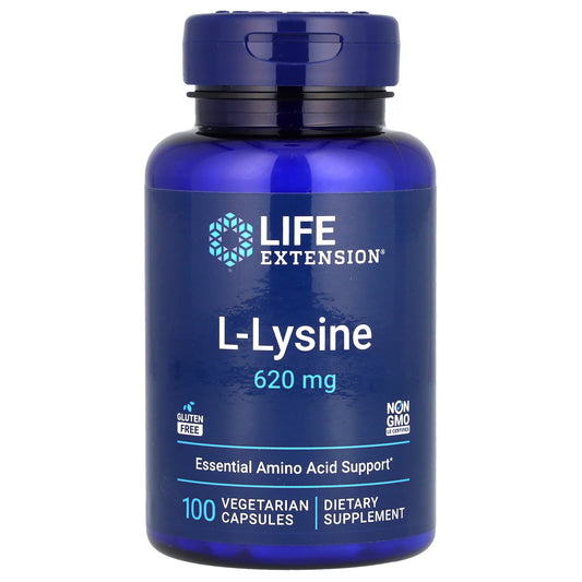 Life Extension, L-Lysine, 620 mg, 100 Vegetarian Capsules - Image 1