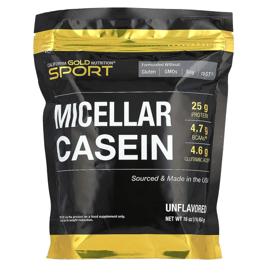 <strong>California Gold Nutrition Micellar Casein</strong> - 25g Protein, Unflavored, Slow Absorption - Image 1