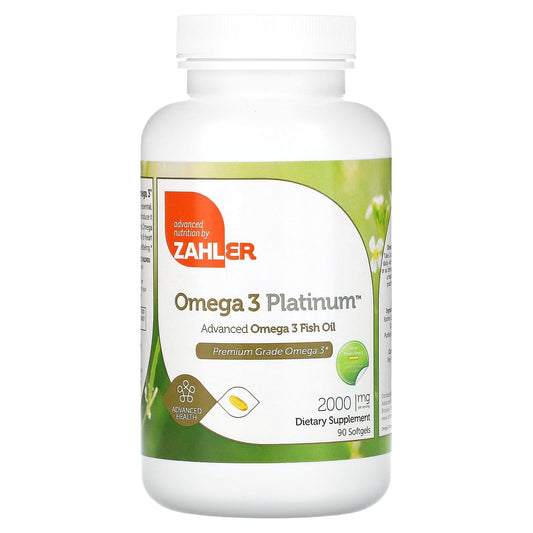 Zahler, Omega 3 Platinum, Advanced Omega 3 Fish Oil, 2,000 mg, 90 Softgels (1,000 mg per Softgel) - Image 1