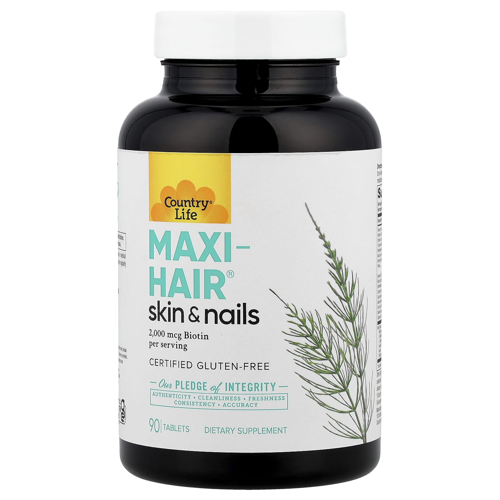 Country Life Maxi-Hair Skin & Nails Supplement, 90 Tablets, Gluten-Free - Image 1