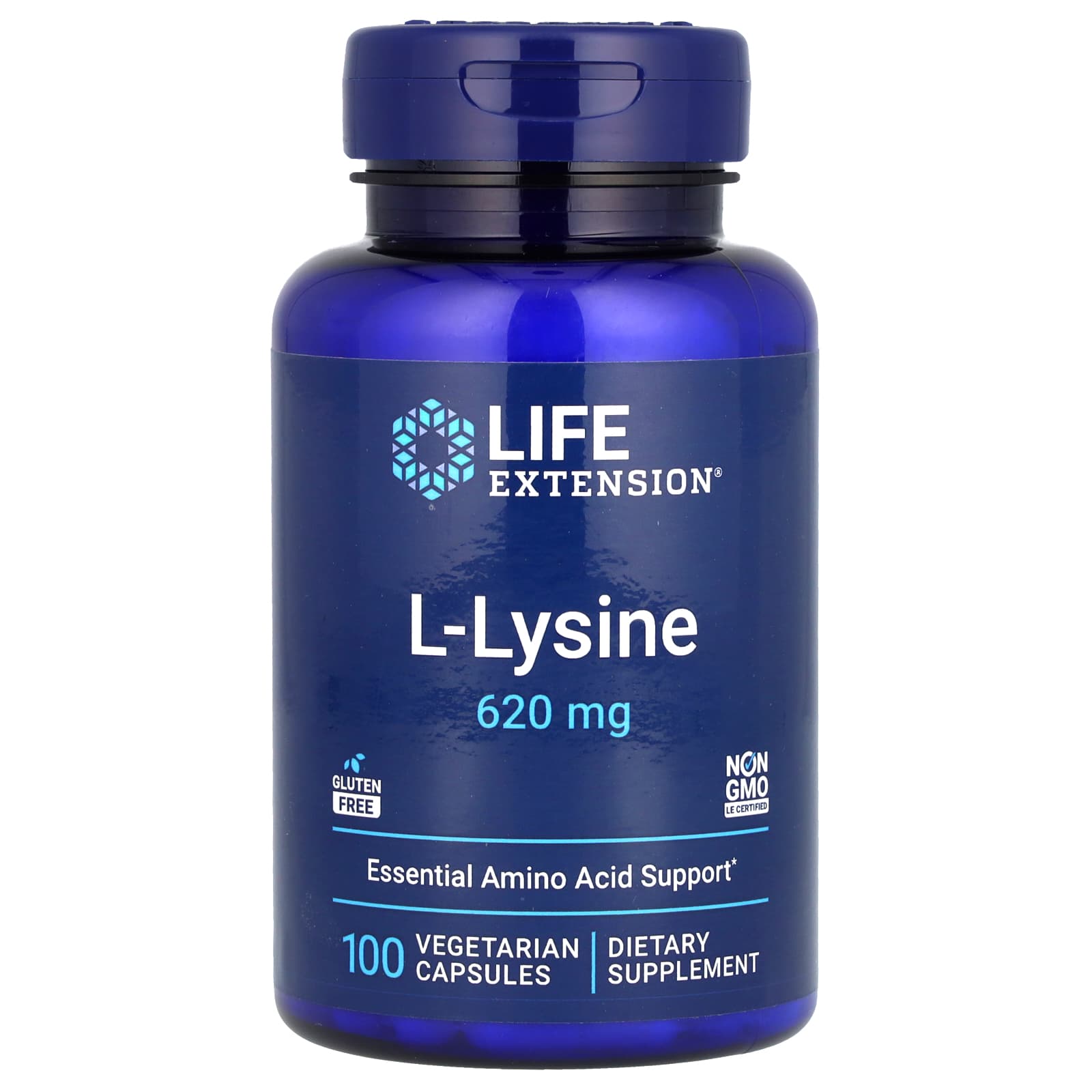 Life Extension, L-Lysine, 620 mg, 100 Vegetarian Capsules - Image 1