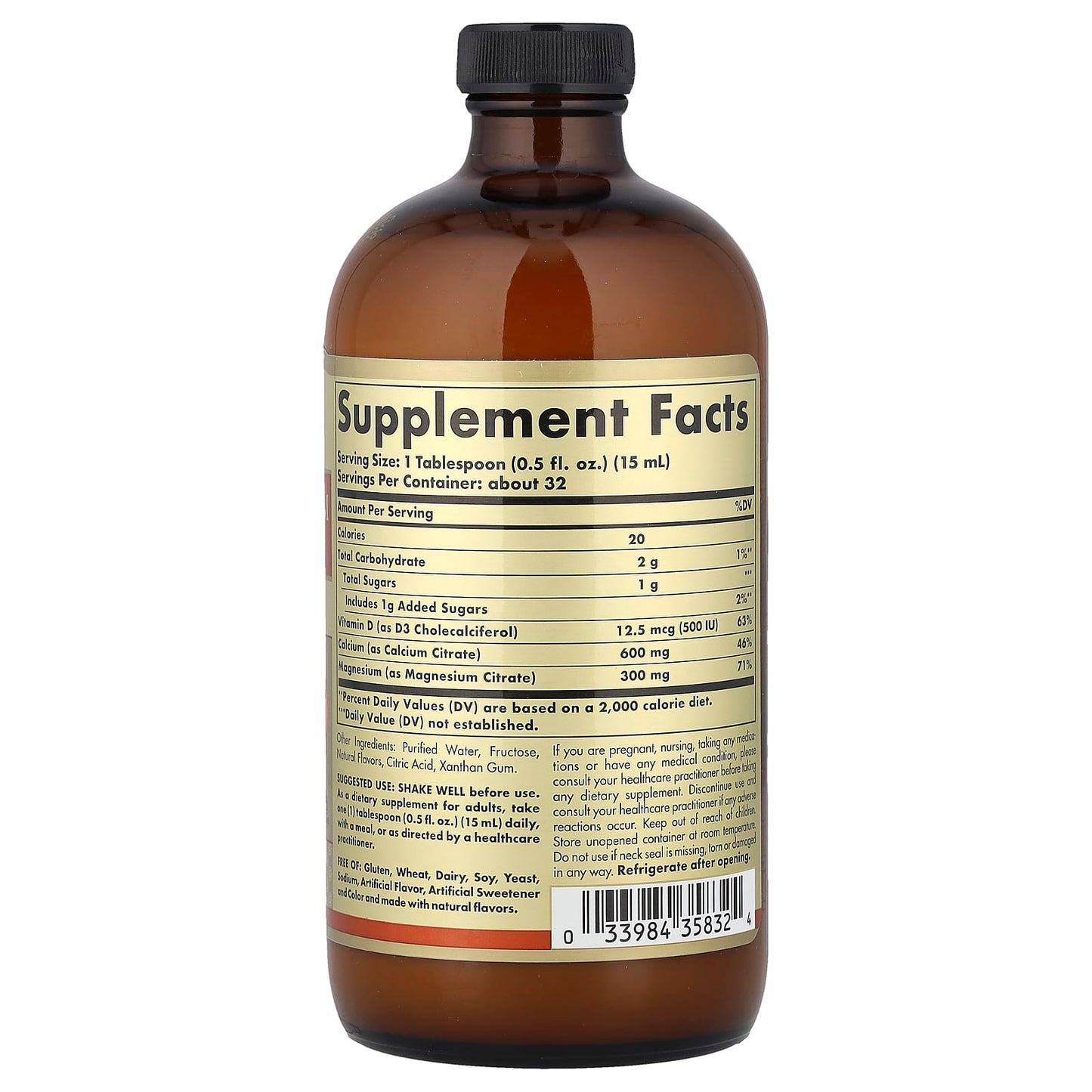 Solgar, Liquid Calcium Magnesium Citrate with Vitamin D3, Orange-Vanilla, 16 fl oz (473 ml) - Image 2