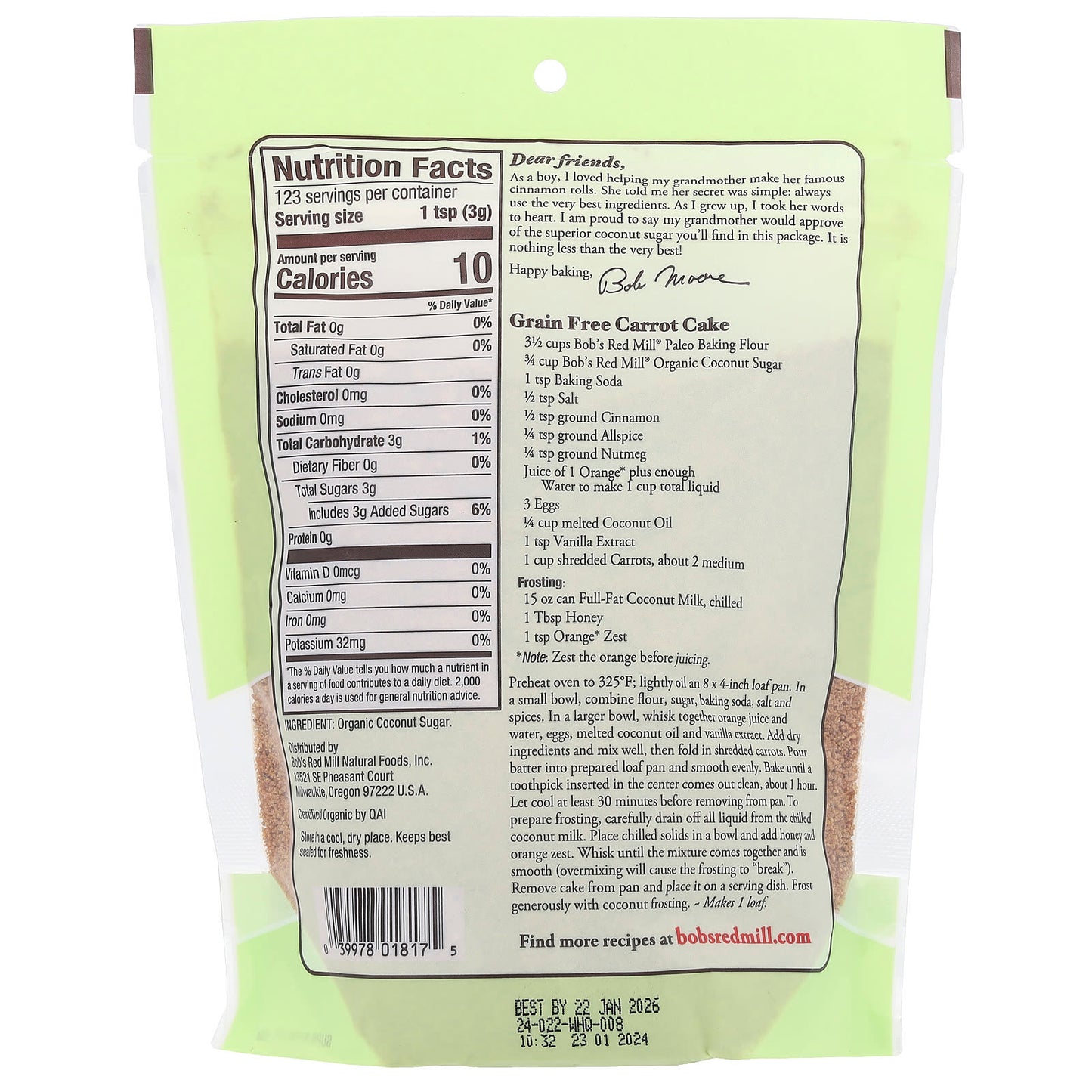 USDA Organic Coconut Sugar by Bob's Red Mill, 13 oz (369 g) - Image 2
