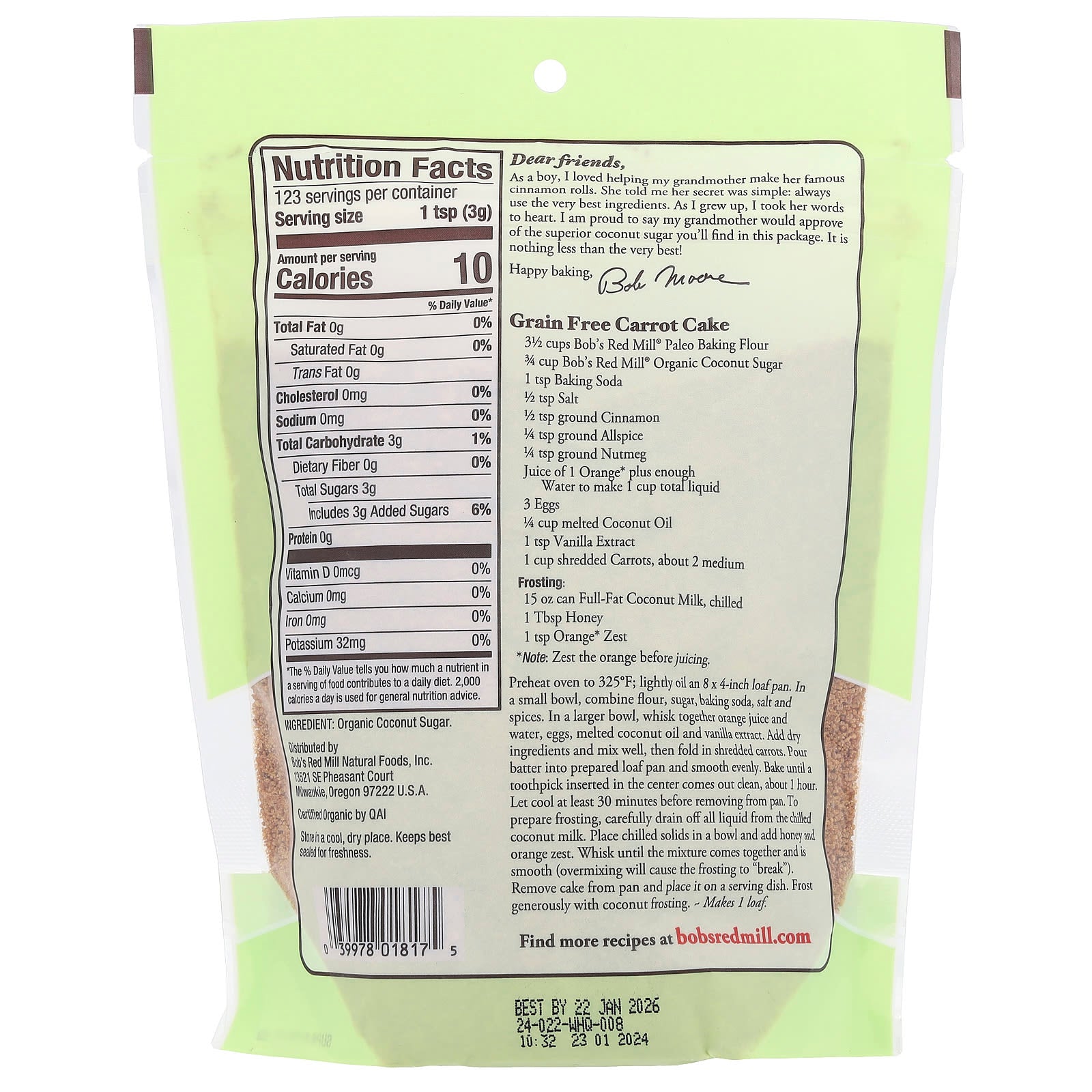 USDA Organic Coconut Sugar by Bob's Red Mill, 13 oz (369 g) - Image 2