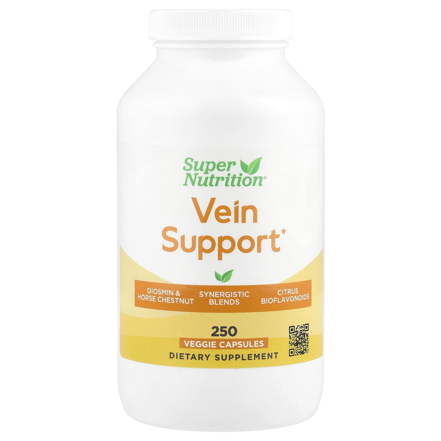 Vein Support Formula with Diosmin, Butcher's Broom & More - 250 Veggie Capsules - Image 1